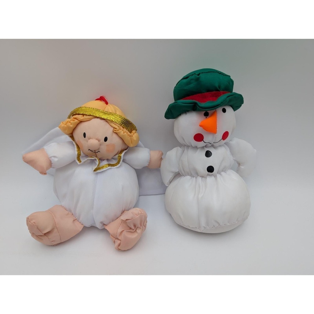 Stuffins Snowman Angel‎ Nylon Lot 1990 7 Inch Stuffed Animal Toy